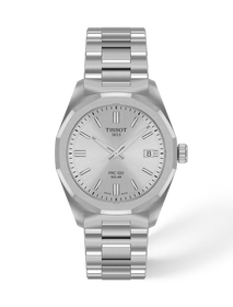 Front view of the watch Tissot PRC 100 Solar 34mm with shadow