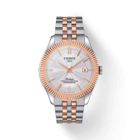 Front view of the watch Tissot Ballade Powermatic 80 Silicium with shadow