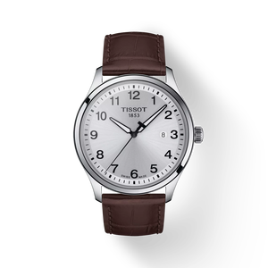 Front view of the watch Tissot Gent XL Classic with shadow