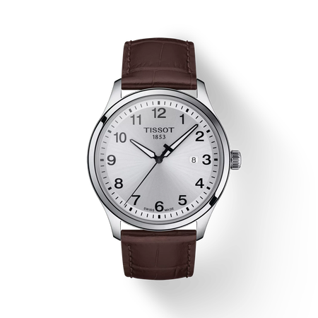 Front view of the watch Tissot Gent XL Classic with shadow