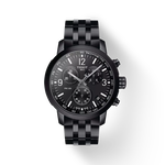 Front view of the watch Tissot PRC 200 Chronograph with shadow