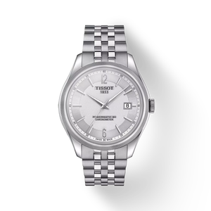 Front view of the watch Tissot Ballade Powermatic 80 COSC with shadow