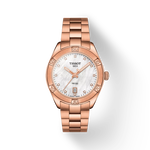 มุมมองด้านหน้าของนาฬิกา Tissot PR 100 Sport Chic พร้อมเงา