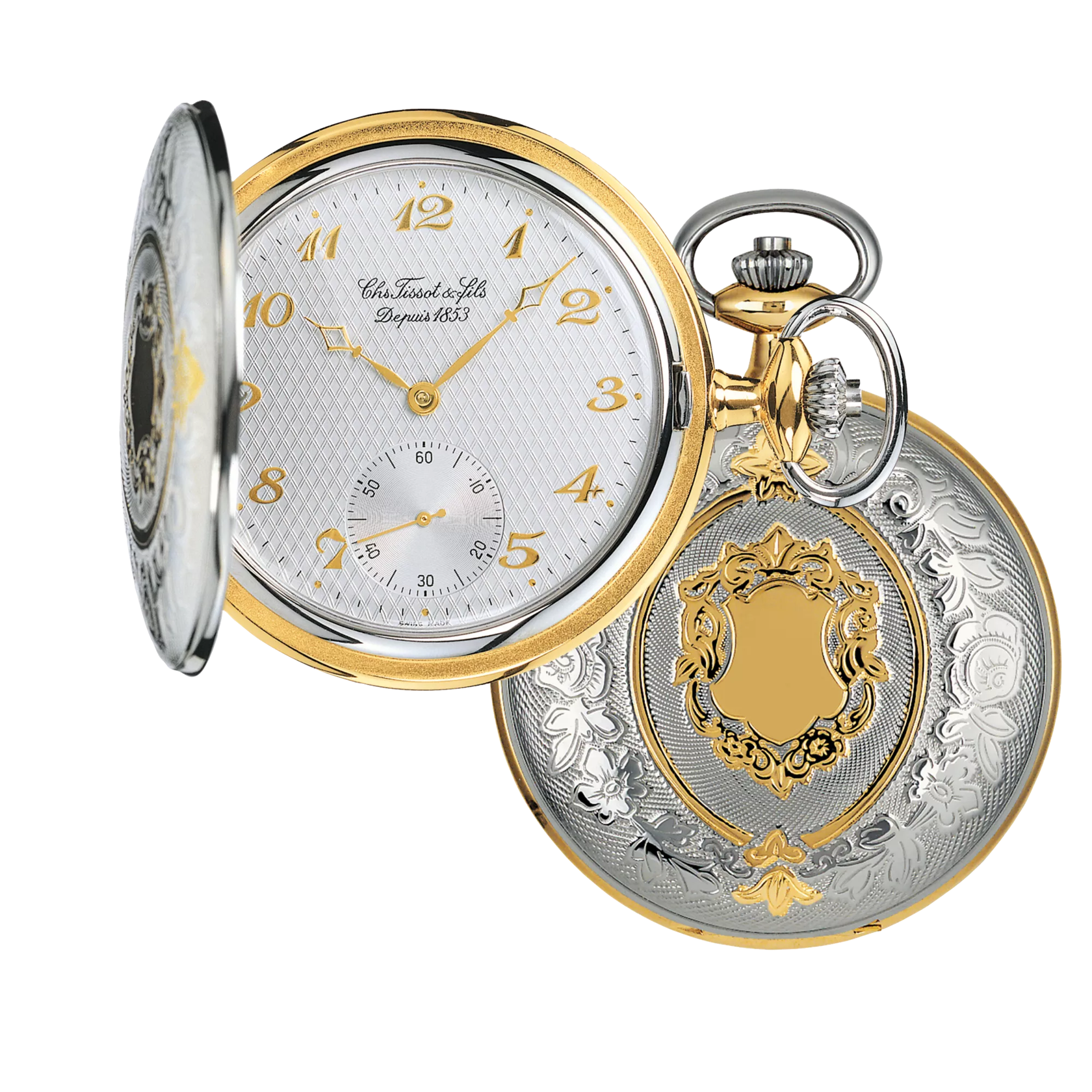 มุมมองด้านหน้าของนาฬิกา Tissot Savonnette Mechanical