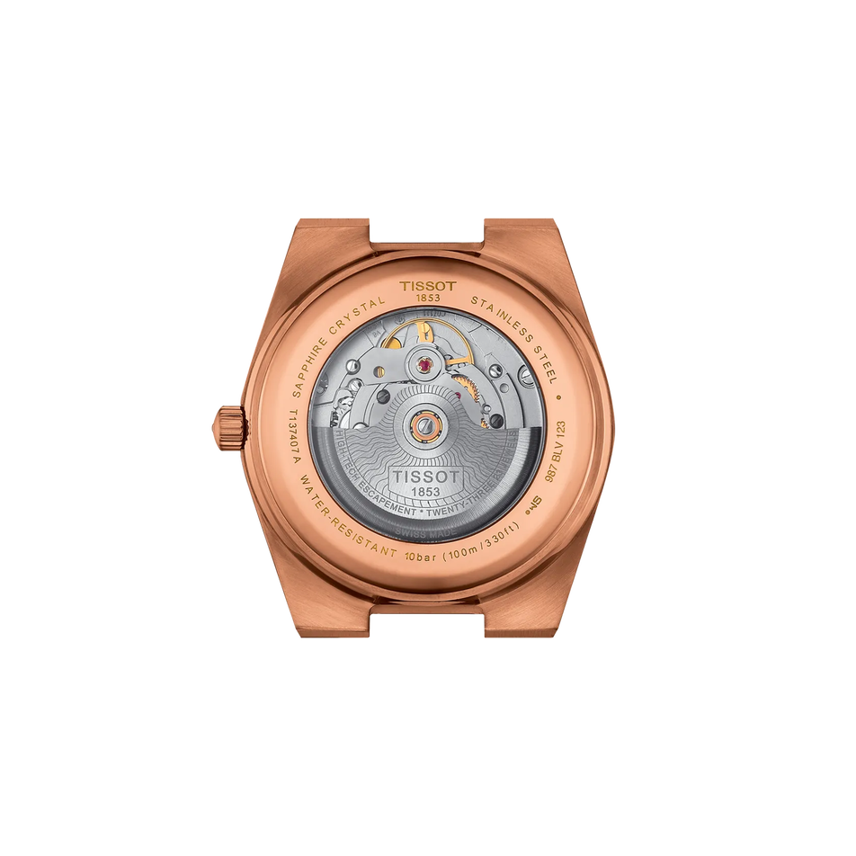 Rückansicht des Gehäuses der Uhr Tissot PRX 40mm