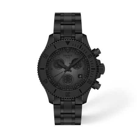 Front view of the watch Tissot Seastar 1000 38mm with shadow