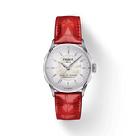 Front view of the watch Tissot Chemin des Tourelles Powermatic 80 34 mm with shadow