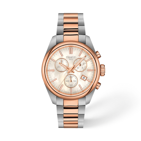 Front view of the watch Tissot PR 100 36mm with shadow