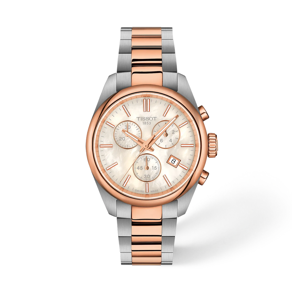 Vorderansicht der Uhr Tissot PR 100 36mm mit Schatten