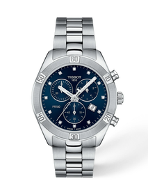 Front view of the watch Tissot PR 100 Sport Chic 38mm with shadow