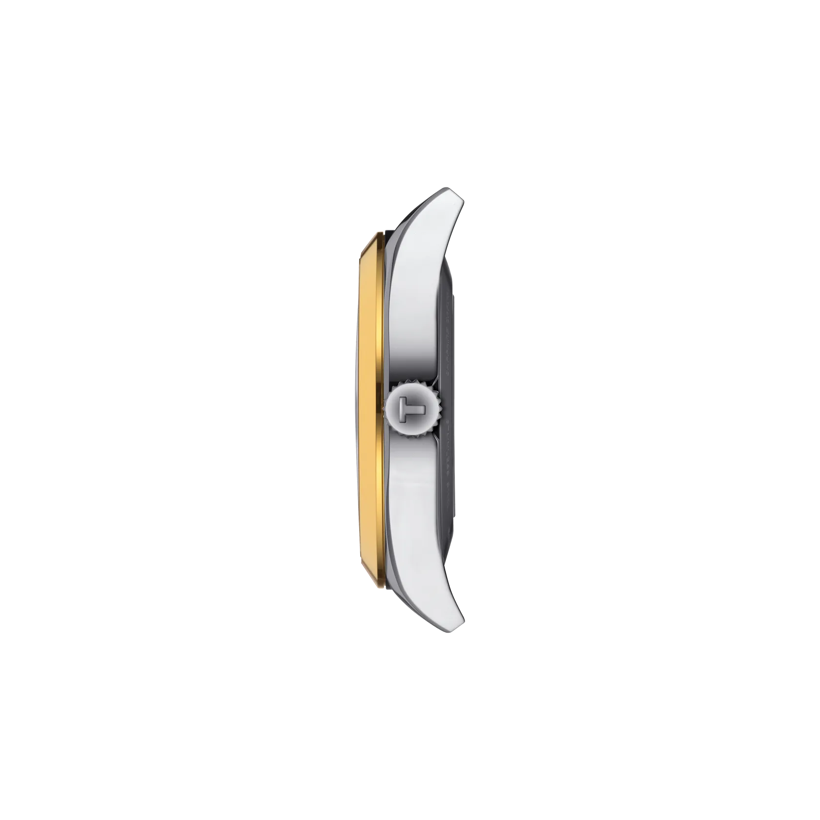 시계 케이스 프로필 보기 티쏘 젠틀맨 파워매틱 80 실리시움 솔리드 18K 골드 베젤