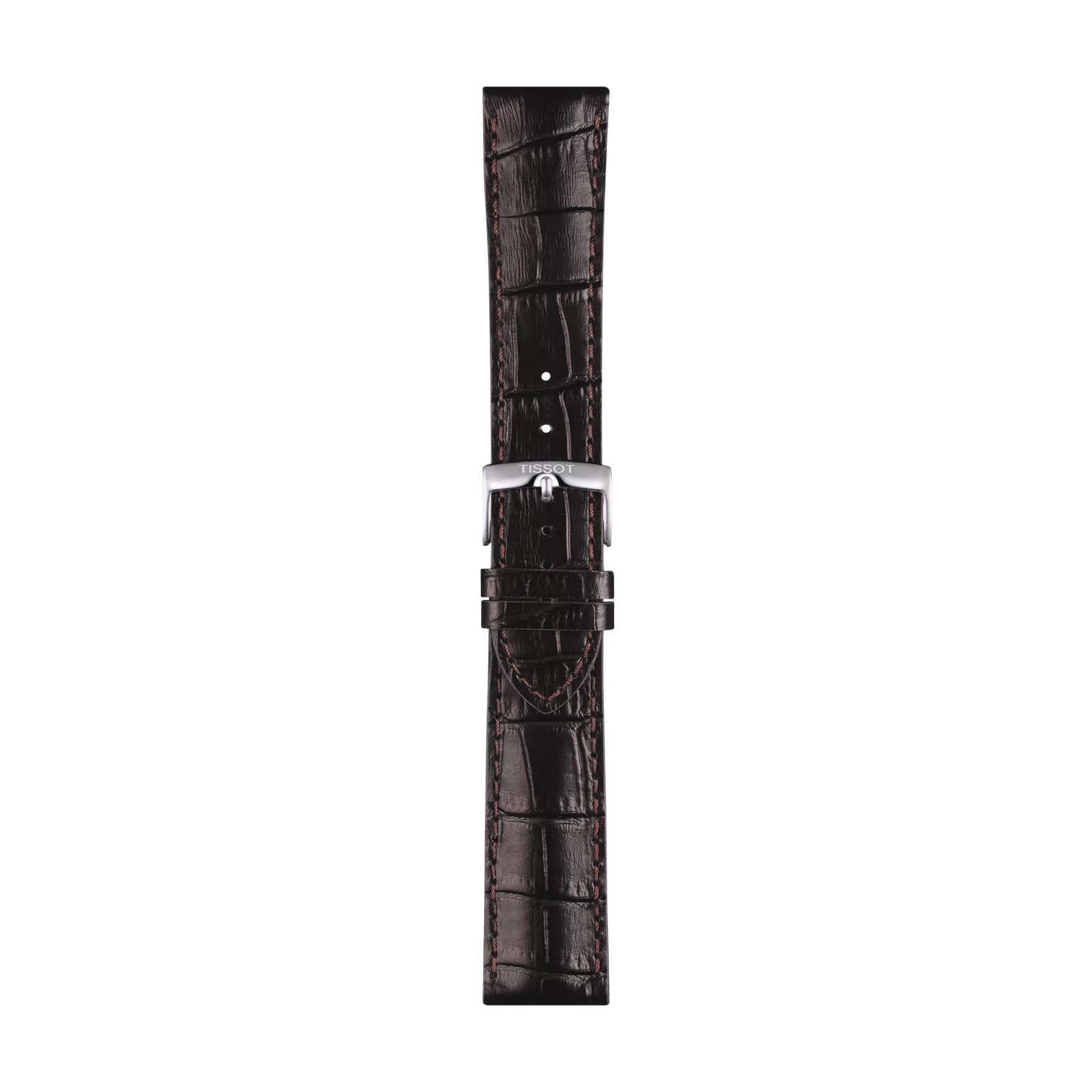 Vista frontale di Cinturino Tissot ufficiale marrone in pelle ansa 22 mm