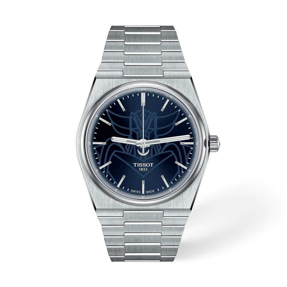 Front view of the watch Tissot PRX UFO Robot Grendizer 40mm with shadow