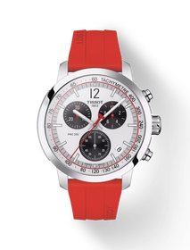 Front view of the watch Tissot PRC 200 Chronograph with shadow