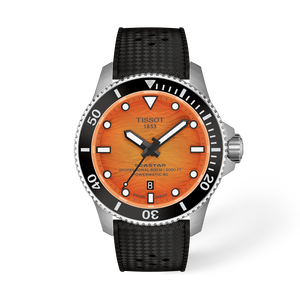 Front view of the watch Tissot Seastar 2000 Professional 44mm with shadow