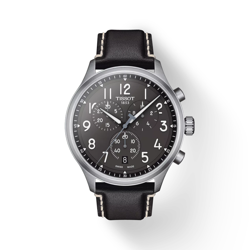Front view of the watch Tissot Chrono XL with shadow