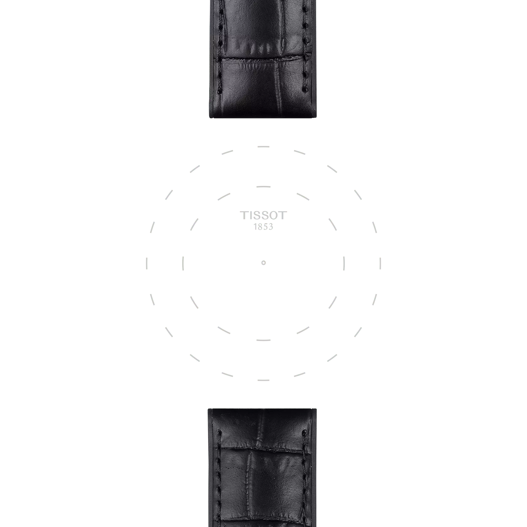 Enfoque en las asas de Correa negra de piel y caucho oficial Tissot 22 mm