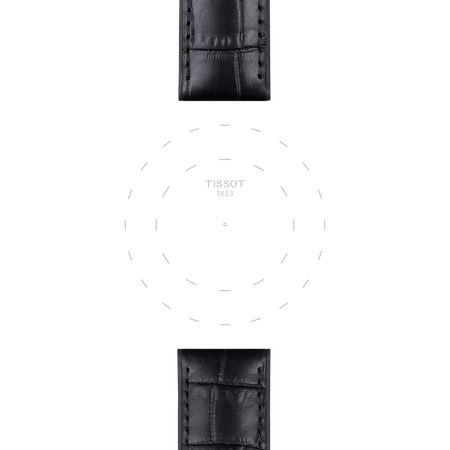 Enfoque en las asas de Correa negra de piel y caucho oficial Tissot 22 mm
