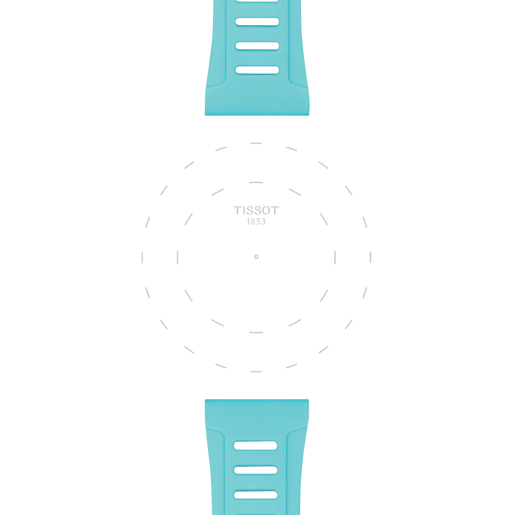 Focus on the lugs of Bracelet Officiel Tissot Silicone Bleu Glace Entre-cornes 21 mm XS