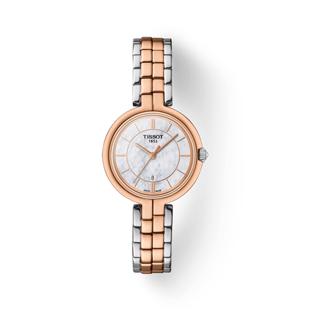 Front view of the watch Tissot Flamingo with shadow