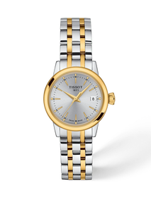 Front view of the watch Tissot Classic Dream 28mm with shadow