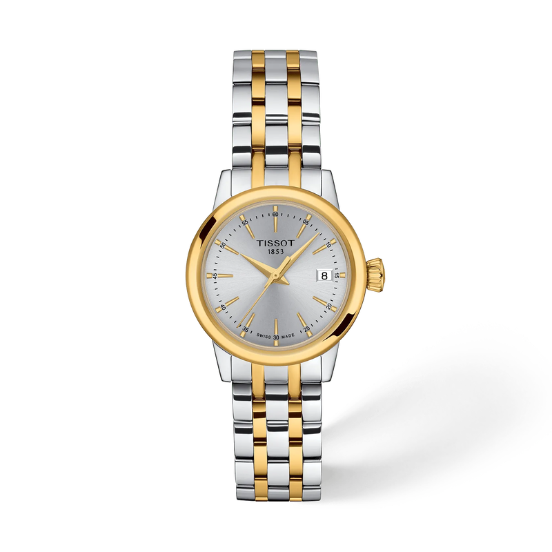 Vista frontal del reloj Tissot Classic Dream 28mm con sombra