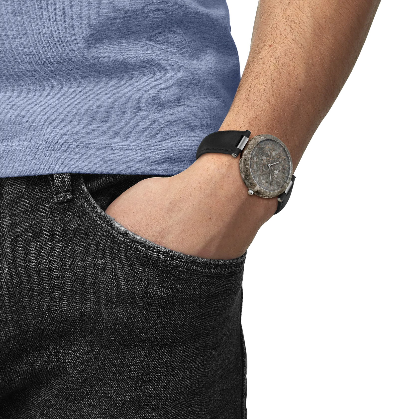 Simulatie van het horloge Tissot Rockwatch 38mm om een pols