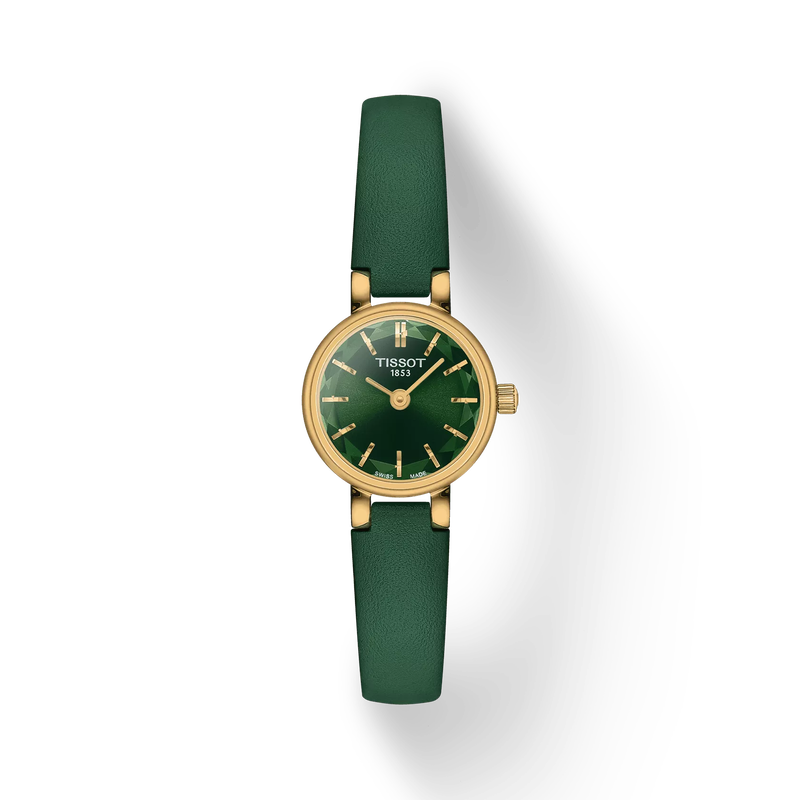 그림자가 있는 티쏘 러블리 라운드 시계의 전면 보기