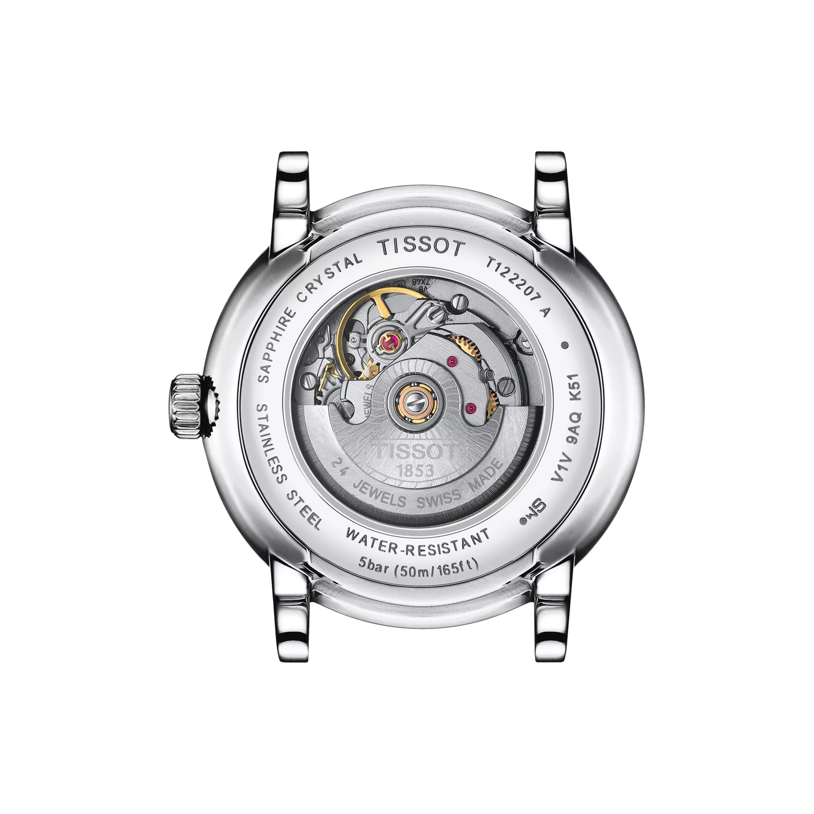 Back view of the watch case Tissot Carson Premium Automatic lady