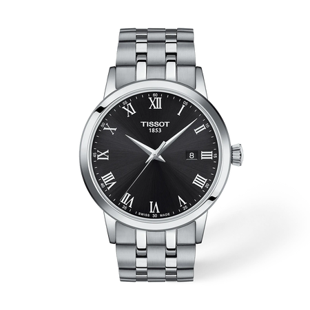 Front view of the watch Tissot Classic Dream 42mm with shadow