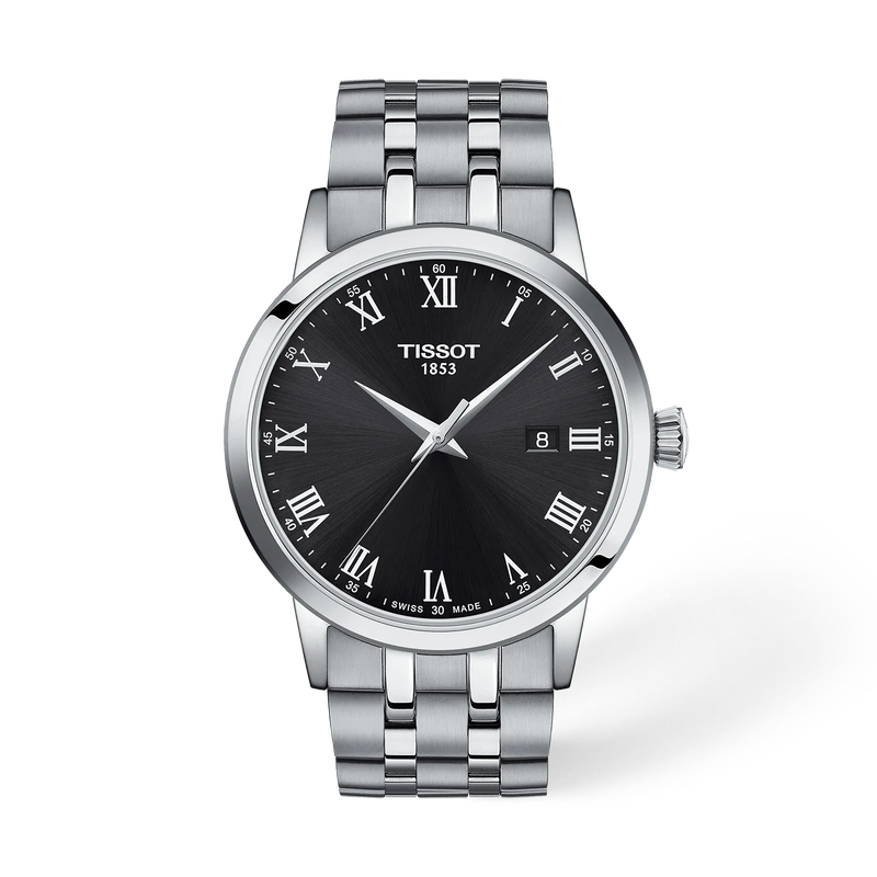 Vue de face de la montre Tissot Classic Dream 42mm avec ombre