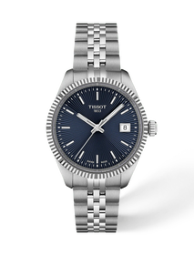 Vista frontal del reloj Tissot Ballade 34mm con sombra