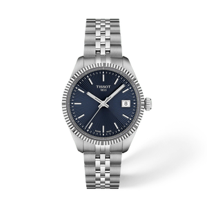 Vista frontal del reloj Tissot Ballade 34mm con sombra