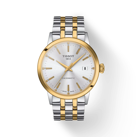 Front view of the watch Tissot Classic Dream Swissmatic with shadow