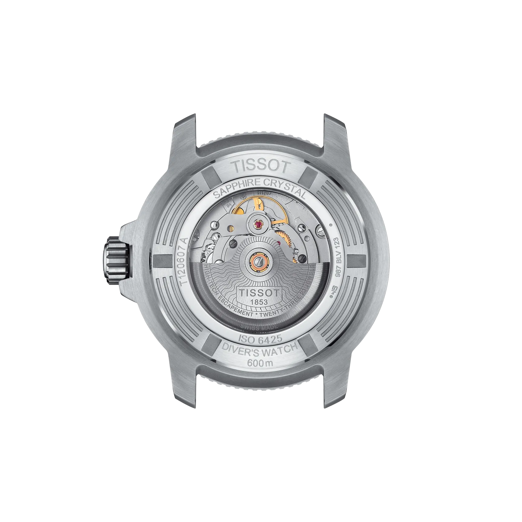 R&uuml;ckansicht des Geh&auml;uses der Uhr Tissot Seastar 2000 46mm