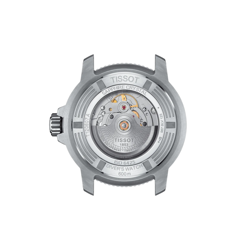 R&uuml;ckansicht des Geh&auml;uses der Uhr Tissot Seastar 2000 46mm