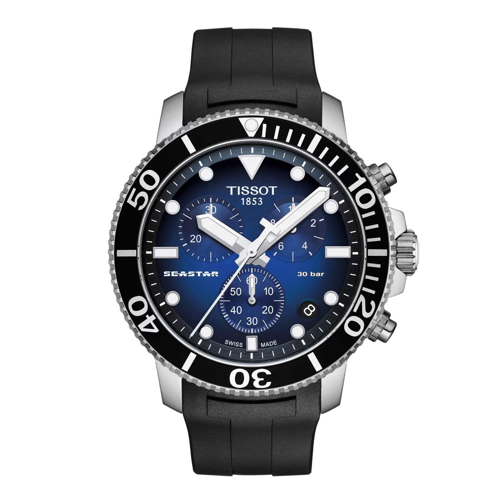 Front view of the watch Tissot Seastar 1000 45.5mm