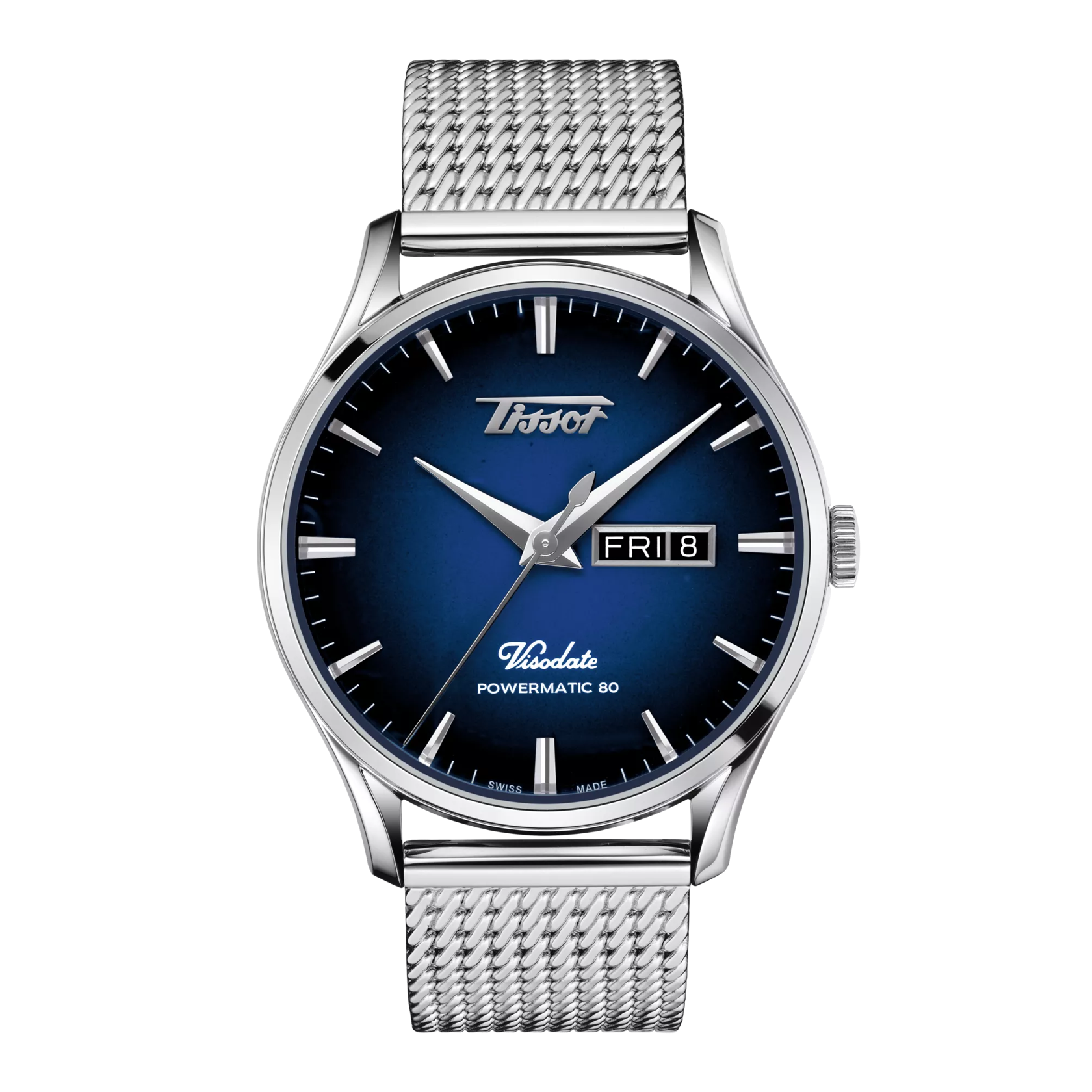 Front view of the watch Tissot Heritage Visodate Powermatic 80