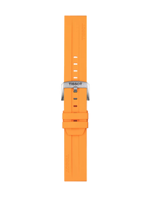 Front view of Tissot Official Orange Silicone Strap Lugs 22 mm