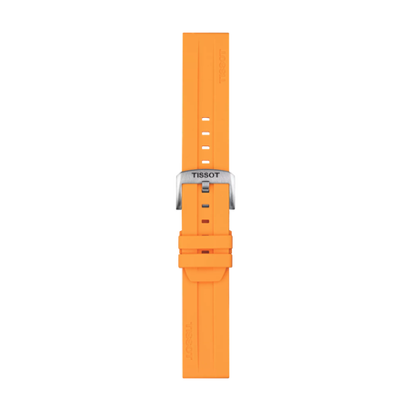 Front view of Tissot Official Orange Silicone Strap Lugs 22 mm