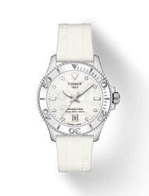 Front view of the watch Tissot Seastar 1000 36mm with shadow