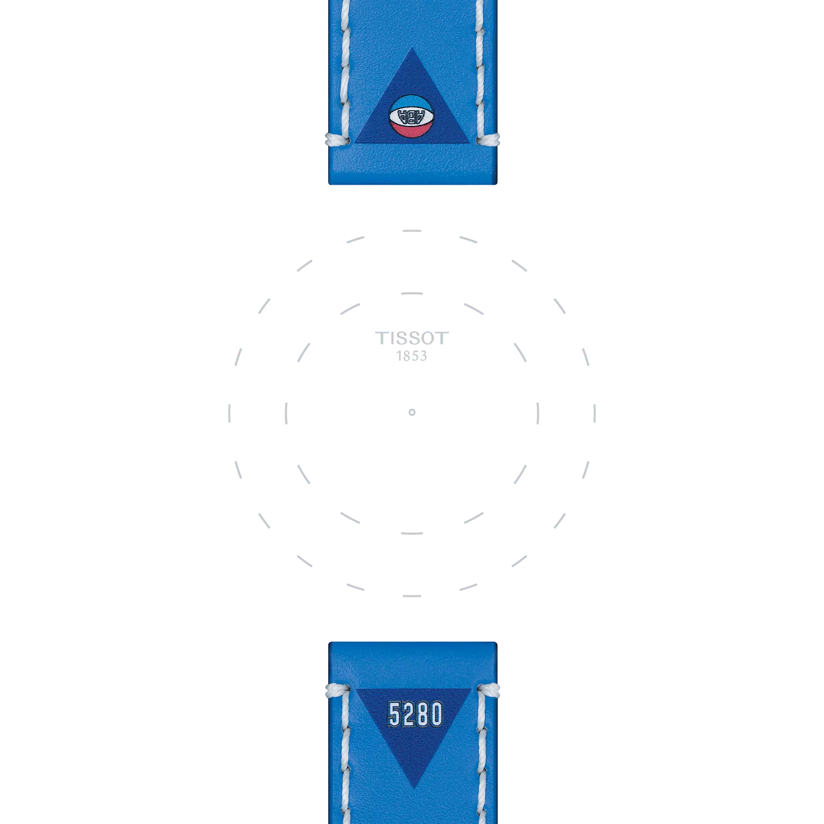 Focus on the lugs of Tissot Official Blue Leather Strap Lugs 22 mm