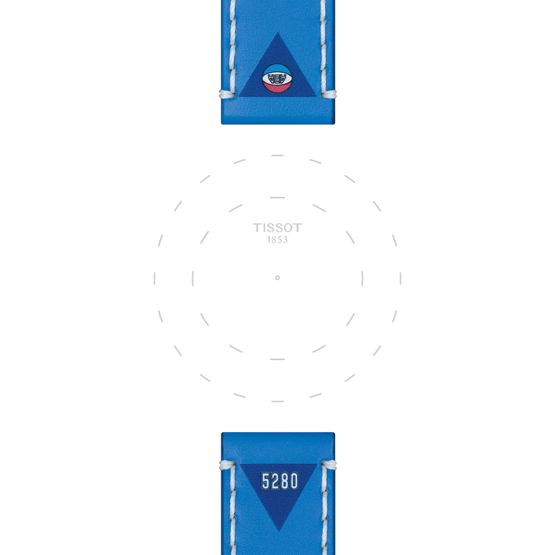 Focus on the lugs of Tissot Official Blue Leather Strap Lugs 22 mm