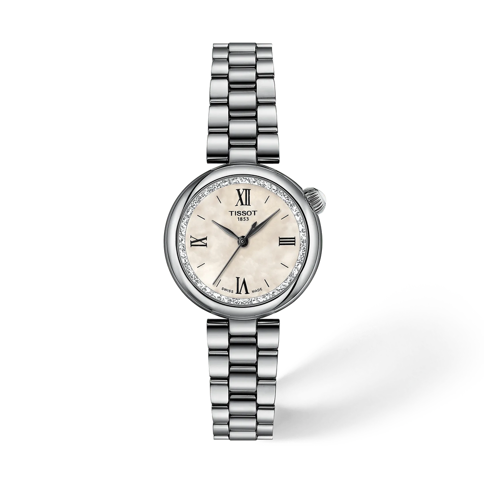 Vorderansicht der Uhr Tissot Desir 28mm mit Schatten