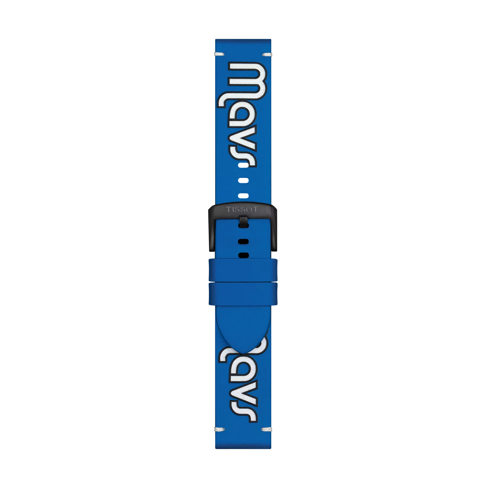 Front view of Tissot Official Blue Leather Strap Lugs 22 mm