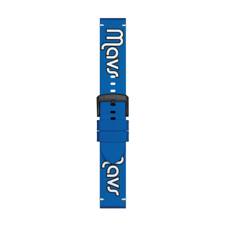 Front view of Tissot Official Blue Leather Strap Lugs 22 mm