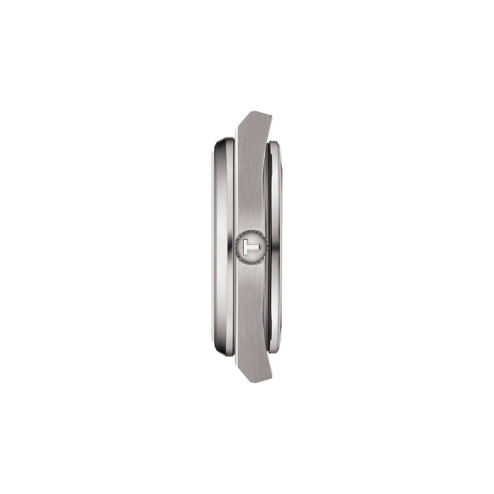 Vue de profil du boîtier de la montre Tissot PRX Titane 38mm