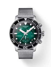 Front view of the watch Tissot Seastar 1000 Chronograph with shadow