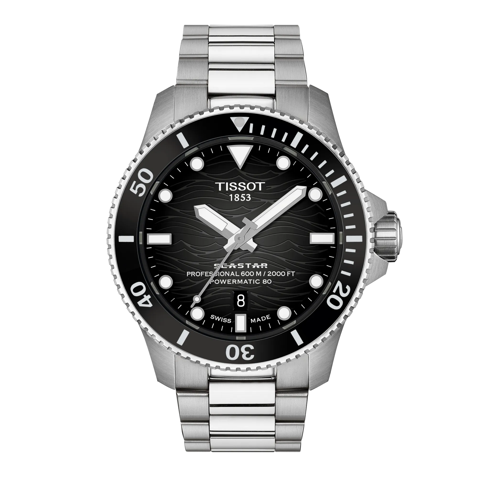 Vista frontale orologio Tissot Seastar 2000 44mm