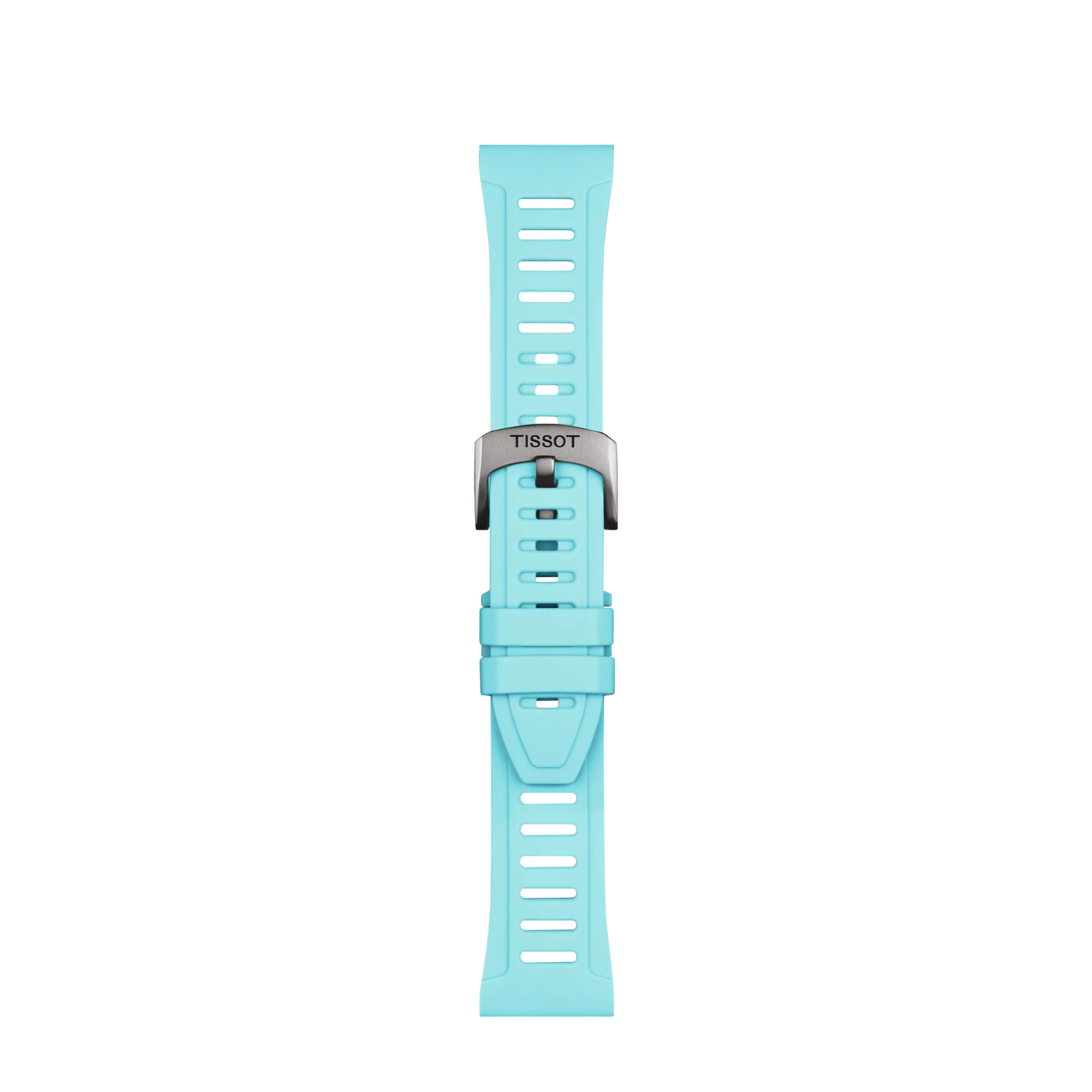 Front view of Bracelet Officiel Tissot Silicone Bleu Glace Entre-cornes 21 mm XS